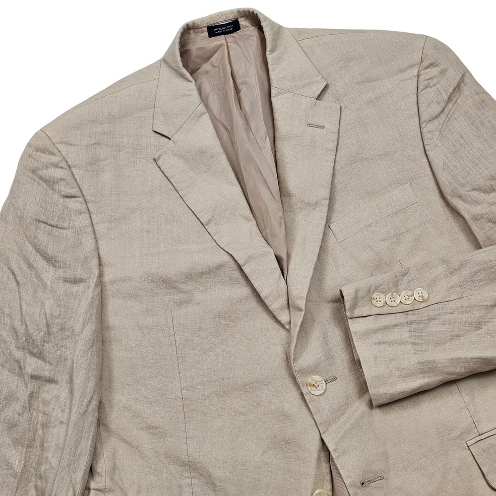 Saddlebred Blazer Mens 42S Beige Linen Two Button Coastal Old Money Preppy